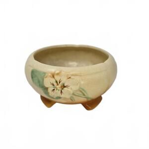 Vintage Weller Pottery 3 Footed Planter Bowl with Hand-Painted Floral Design